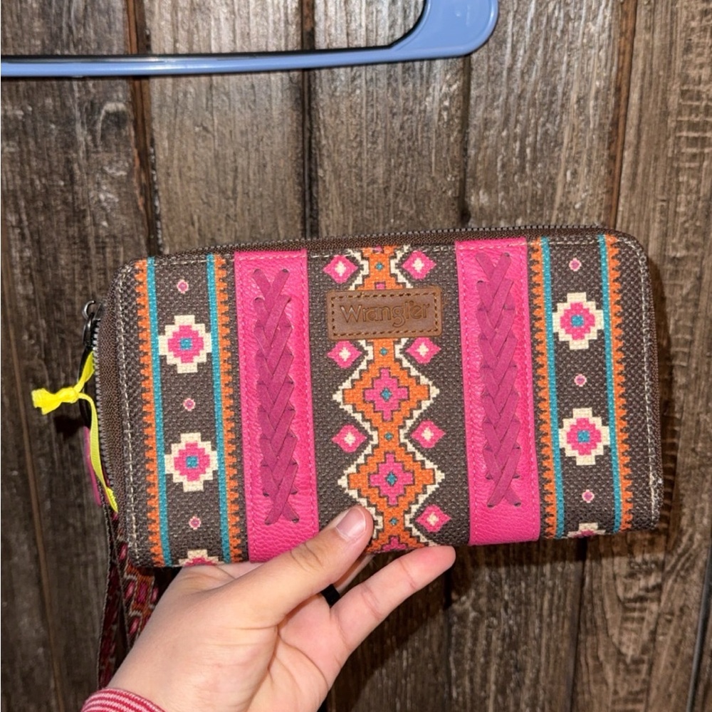 Wrangler Pink and Brown Women's Wallet with Tribal Pattern